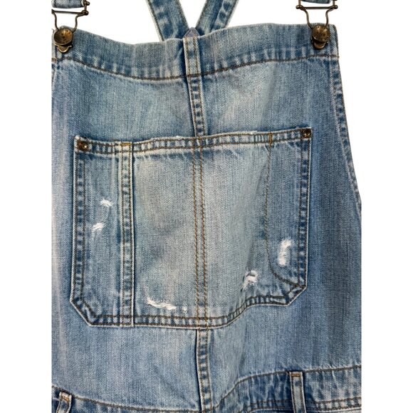 Zara Man Denim Overalls Distressed Large Light Blue - Picture 7 of 9